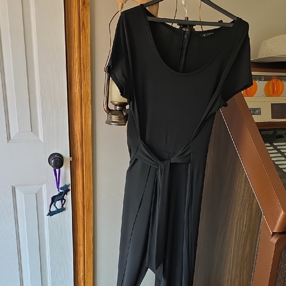 Halston Heritage Black  One Piece Pant  Jumpsuit   With A Tie Belt